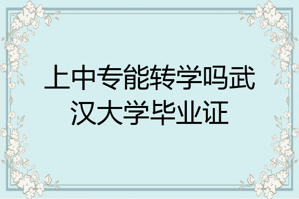 上中专能转学吗武汉大学毕业证