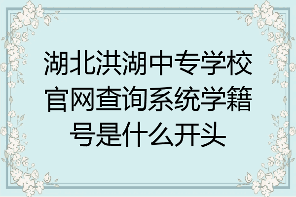 湖北洪湖中专学校官网查询系统学籍号是什么开头