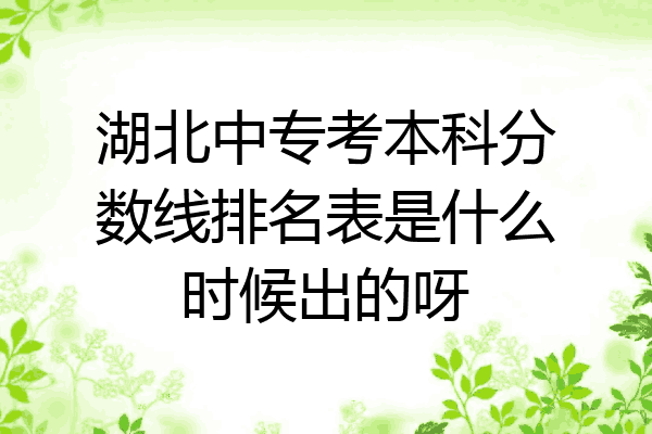 湖北中专考本科分数线排名表是什么时候出的呀