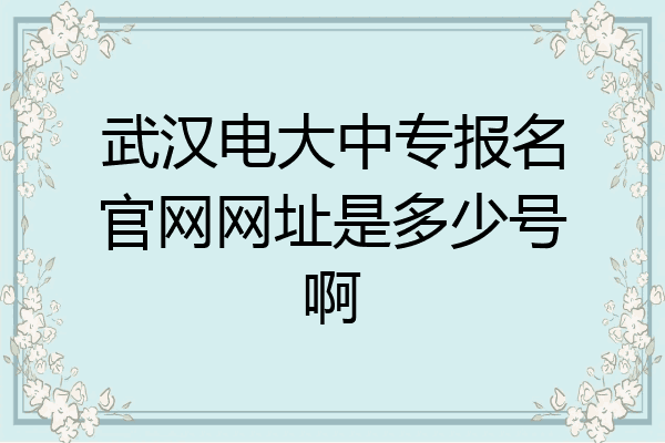 武汉电大中专报名官网网址是多少号啊
