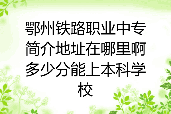 鄂州铁路职业中专简介地址在哪里啊多少分能上本科学校
