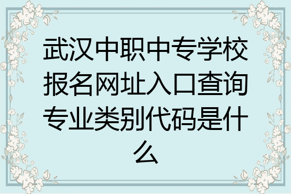 武汉中职中专学校报名网址入口查询专业类别代码是什么
