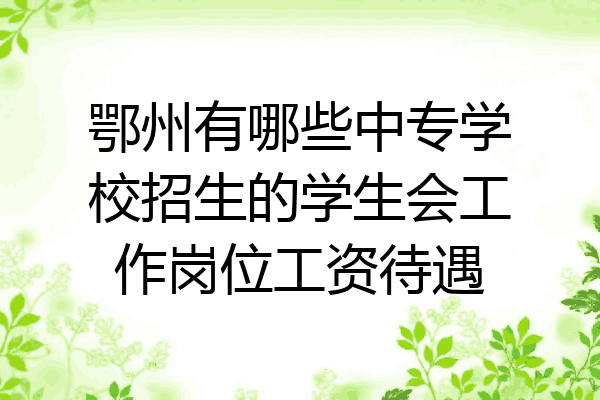 鄂州有哪些中专学校招生的学生会工作岗位工资待遇