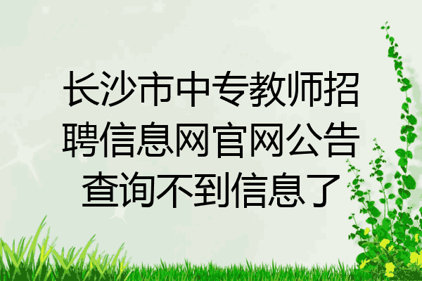 长沙市中专教师招聘信息网官网公告查询不到信息了