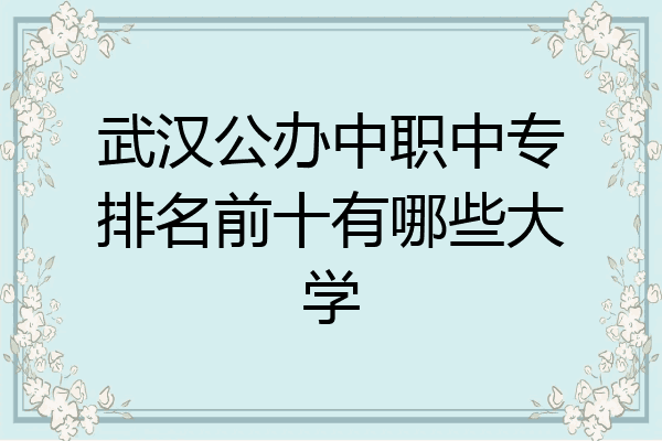 武汉公办中职中专排名前十有哪些大学