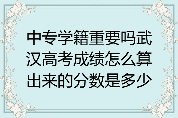 中专学籍重要吗武汉高考成绩怎么算出来的分数是多少