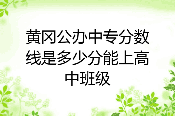 黄冈公办中专分数线是多少分能上高中班级