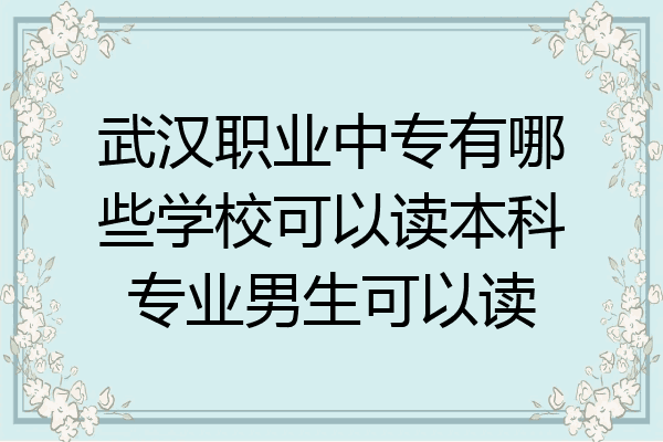 武汉职业中专有哪些学校可以读本科专业男生可以读