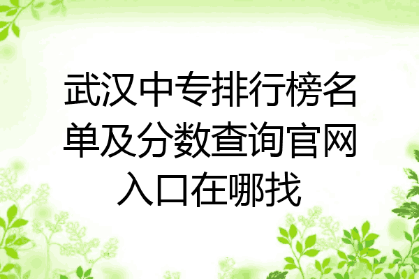 武汉中专排行榜名单及分数查询官网入口在哪找