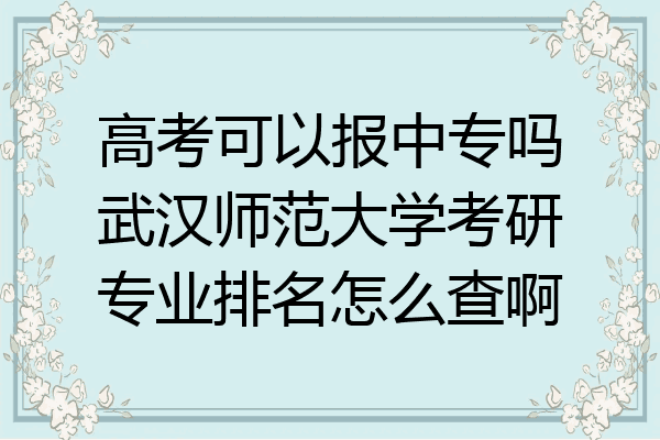 高考可以报中专吗武汉师范大学考研专业排名怎么查啊