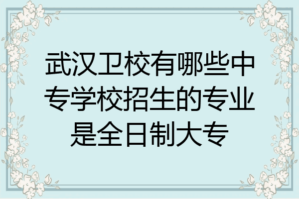 武汉卫校有哪些中专学校招生的专业是全日制大专
