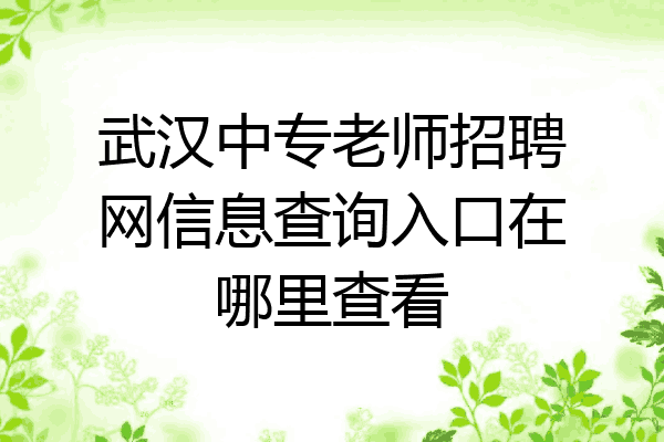 武汉中专老师招聘网信息查询入口在哪里查看