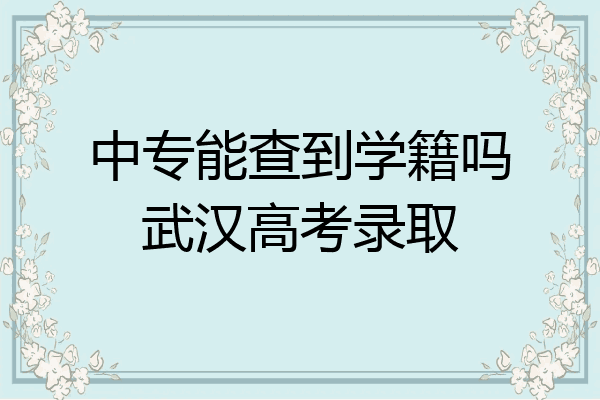 中专能查到学籍吗武汉高考录取