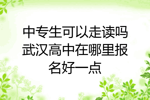 中专生可以走读吗武汉高中在哪里报名好一点