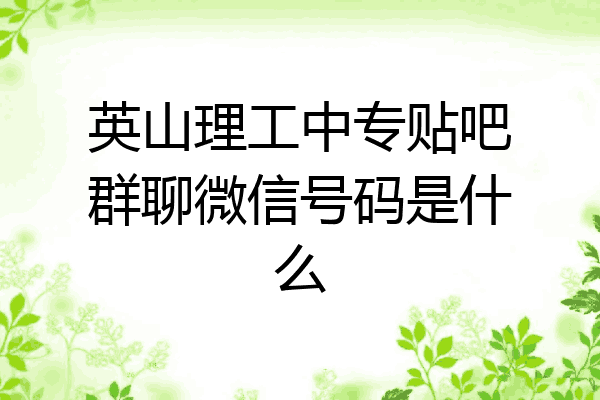 英山理工中专贴吧群聊微信号码是什么