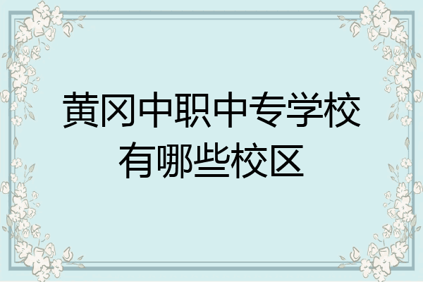 黄冈中职中专学校有哪些校区
