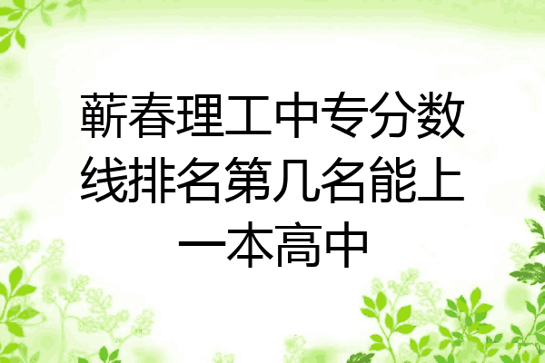 蕲春理工中专分数线排名第几名能上一本高中