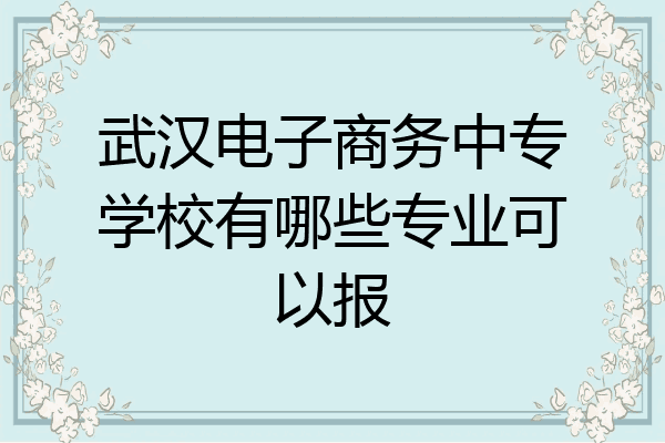 武汉电子商务中专学校有哪些专业可以报