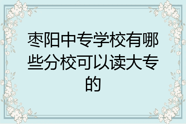 枣阳中专学校有哪些分校可以读大专的