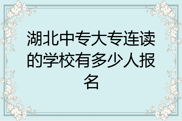 湖北中专大专连读的学校有多少人报名