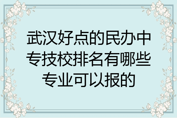 武汉好点的民办中专技校排名有哪些专业可以报的