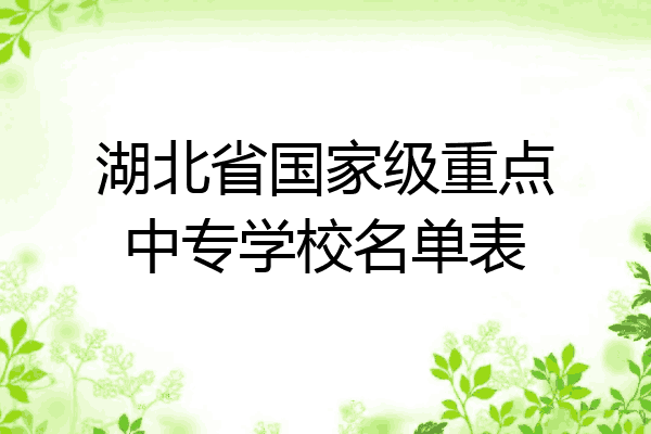 湖北省国家级重点中专学校名单表