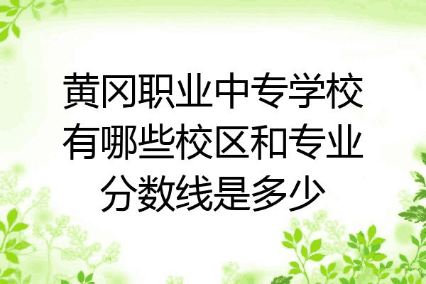 黄冈职业中专学校有哪些校区和专业分数线是多少