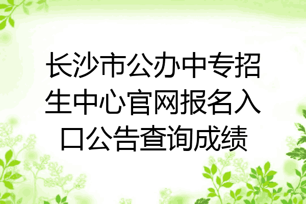 长沙市公办中专招生中心官网报名入口公告查询成绩