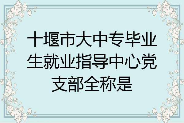 十堰市大中专毕业生就业指导中心党支部全称是