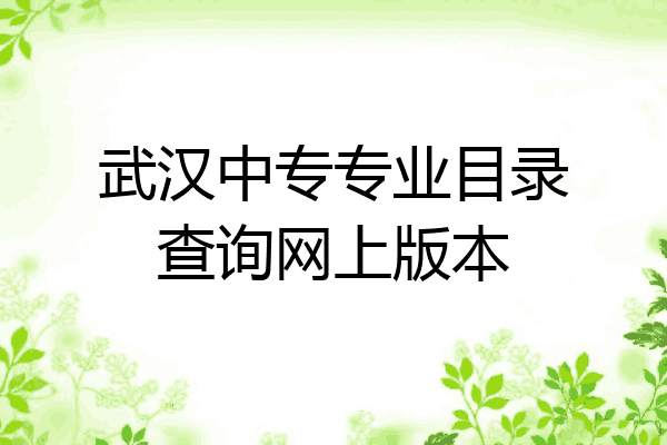 武汉中专专业目录查询网上版本