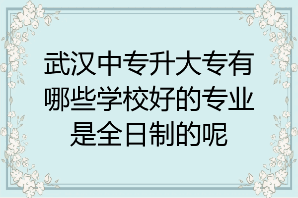 武汉中专升大专有哪些学校好的专业是全日制的呢