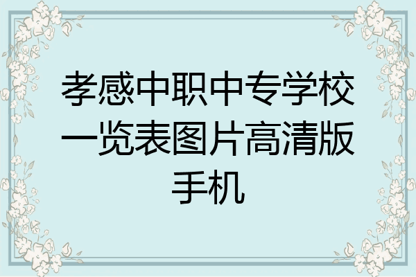 孝感中职中专学校一览表图片高清版手机