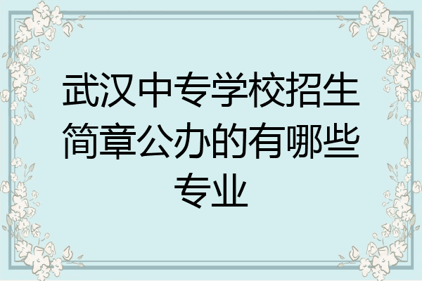 武汉中专学校招生简章公办的有哪些专业