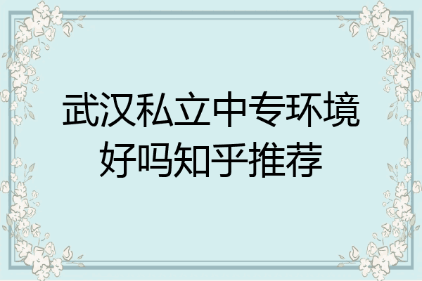 武汉私立中专环境好吗知乎推荐