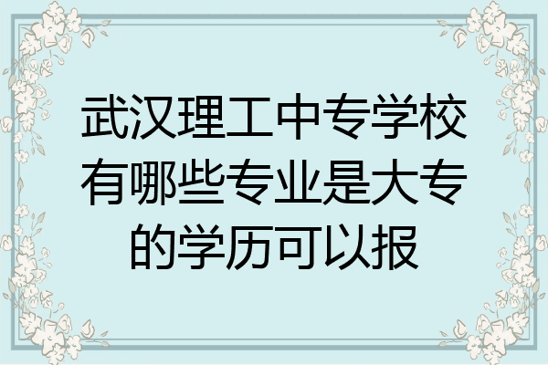 武汉理工中专学校有哪些专业是大专的学历可以报