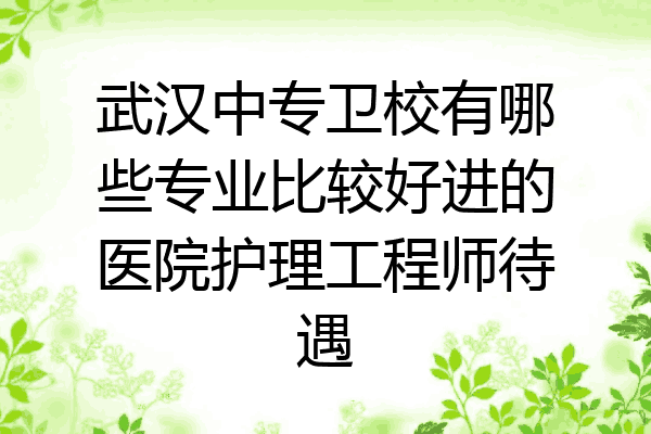 武汉中专卫校有哪些专业比较好进的医院护理工程师待遇