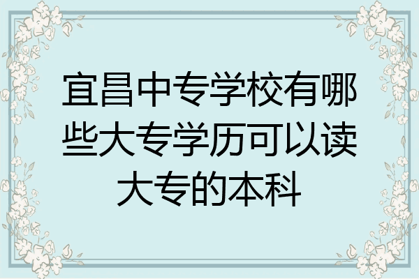 宜昌中专学校有哪些大专学历可以读大专的本科