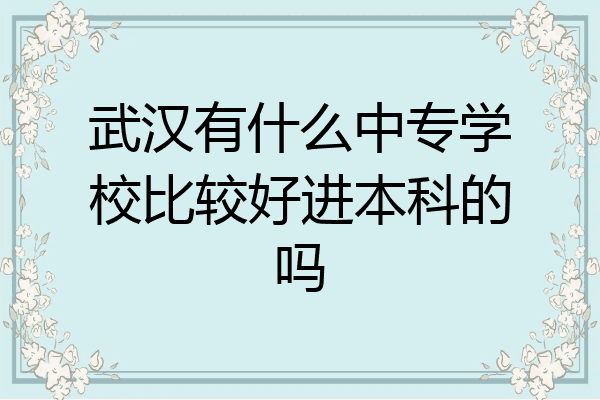 武汉有什么中专学校比较好进本科的吗