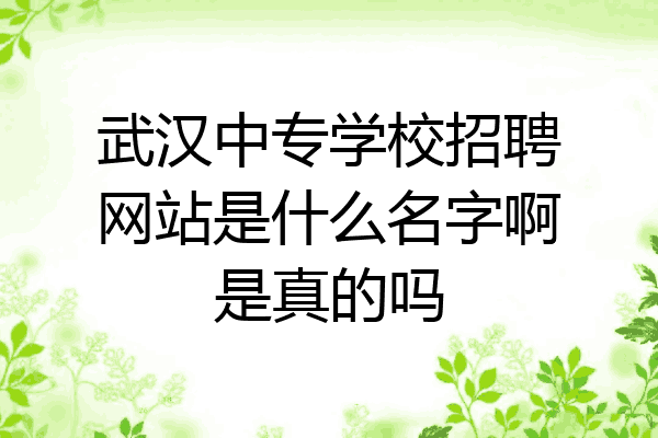 武汉中专学校招聘网站是什么名字啊是真的吗