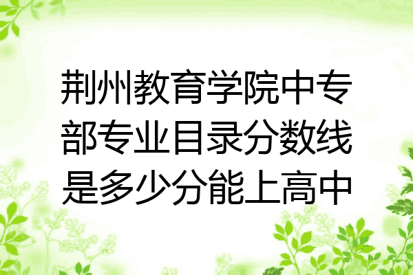 荆州教育学院中专部专业目录分数线是多少分能上高中