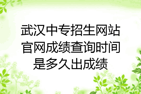 武汉中专招生网站官网成绩查询时间是多久出成绩