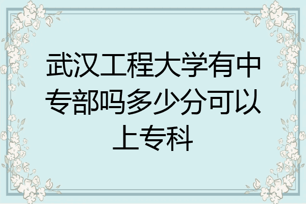 武汉工程大学有中专部吗多少分可以上专科