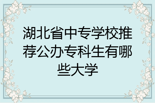 湖北省中专学校推荐公办专科生有哪些大学