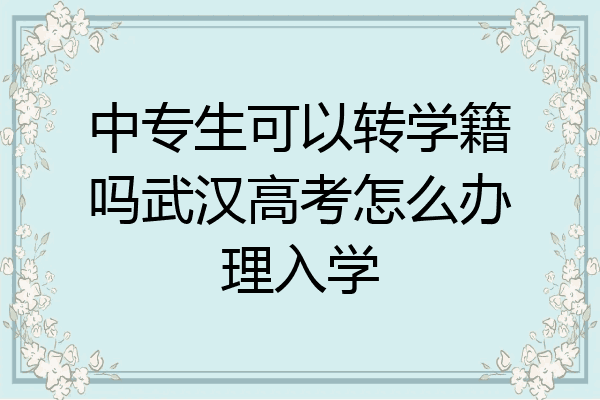 中专生可以转学籍吗武汉高考怎么办理入学