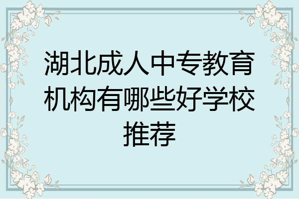 湖北成人中专教育机构有哪些好学校推荐