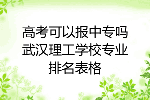 高考可以报中专吗武汉理工学校专业排名表格