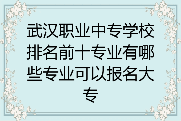 武汉职业中专学校排名前十专业有哪些专业可以报名大专