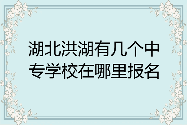 湖北洪湖有几个中专学校在哪里报名