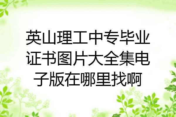 英山理工中专毕业证书图片大全集电子版在哪里找啊
