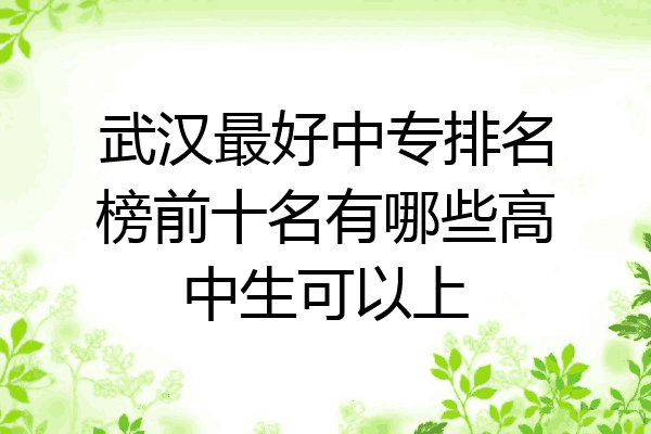 武汉最好中专排名榜前十名有哪些高中生可以上